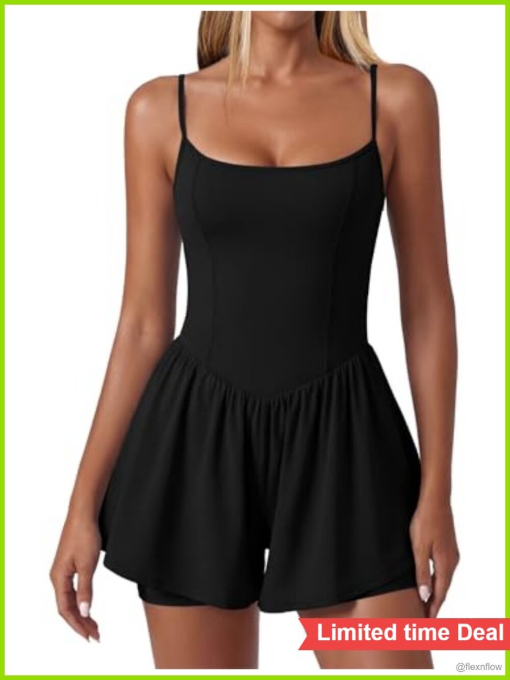 Sleeveless Athletic Romper with Built-in Shorts Nylon Spandex Slim Fit